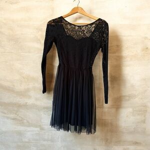 The Vintage Shop Black Lace Long Sleeve Dress